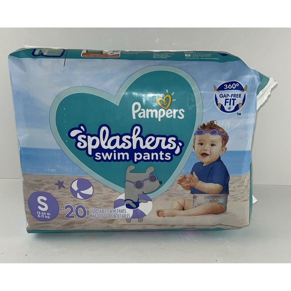 Pampers Splashers Swim Pants Size S 20 Disposable Gap Free 13-24lbs Diaper NEW - Picture 1 of 9